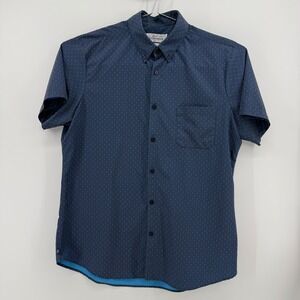 Mizzen+Main Leeward Shirt Mens XL Navy Blue Geometric Polyester Stretch Trim Fit